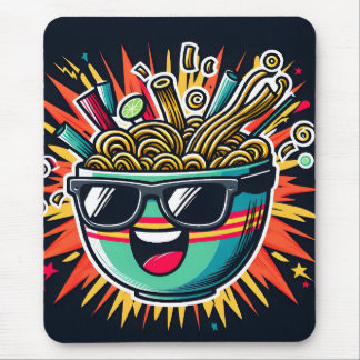Funny Cute Noodle Cartoon Ramen Bowl Mouse Pad