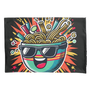 Funny Cute Noodle Cartoon Ramen Bowl Pillowcase