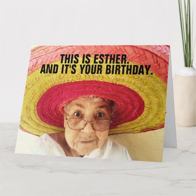 FUNNY CUTE OLD LADY BIRTHDAY GREETING CARD (Front)