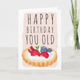 Funny cute old tart birthday illustration script card