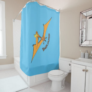 Funny cute orange flying pterodactyl cartoon
