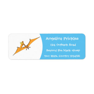 Funny cute orange flying pterodactyl cartoon