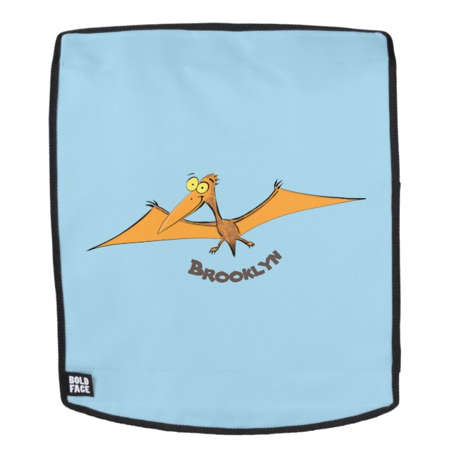 Funny cute orange flying pterodactyl cartoon  backpack (Removable Face)