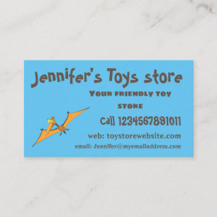 Funny cute orange flying pterodactyl cartoon business card