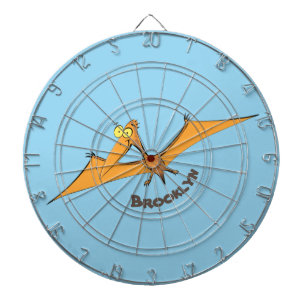 Funny cute orange flying pterodactyl cartoon dartboard
