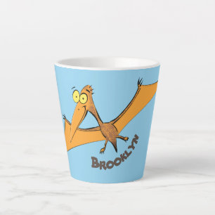 Funny cute orange flying pterodactyl cartoon latte mug