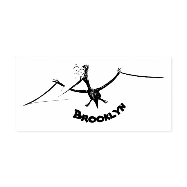 Funny cute orange flying pterodactyl cartoon rubber stamp (Imprint)