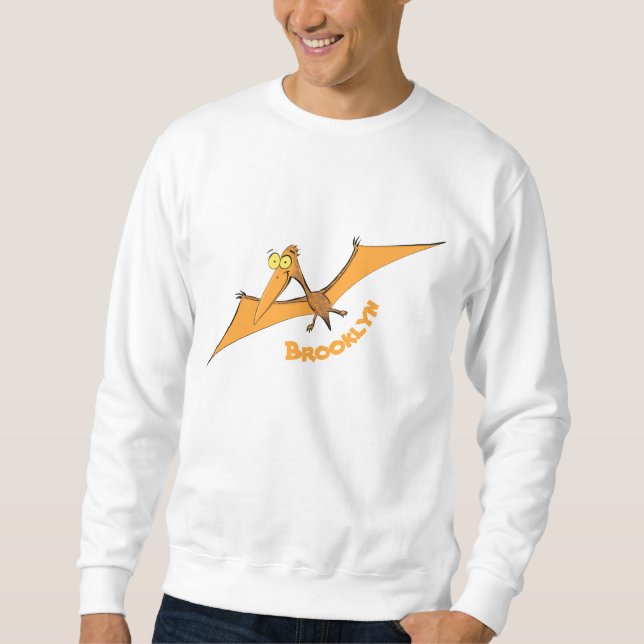 Funny cute orange flying pterodactyl cartoon sweatshirt (Front)