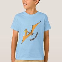 Funny cute orange flying pterodactyl cartoon