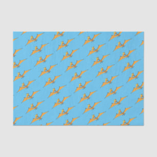 Funny cute orange flying pterodactyl cartoon tissue paper