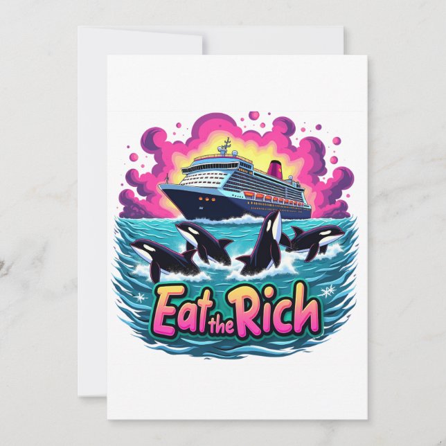 Funny Cute Orca Whale Eat The Rich  Invitation (Front)