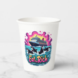 Funny Cute Orca Whale Eat The Rich  Paper Cups
