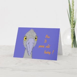 Funny, cute Ostrich. Add year, name Birthday card