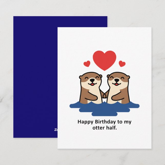 Funny Cute Otter Birthday Card for Partner (Front/Back)