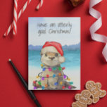 Funny Cute Otter Christmas Card<br><div class="desc">This design may be personalized in the area provided by changing the photo and/or text. Or it can be customized by clicking Personalize this Template and then choosing the click to customize further option and delete or change the colour of the background, add text, change the text colour or style,...</div>