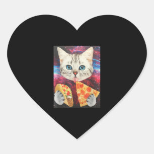 Funny Cute Outer Space Galaxy Cat Meme Pizza Taco Heart Sticker