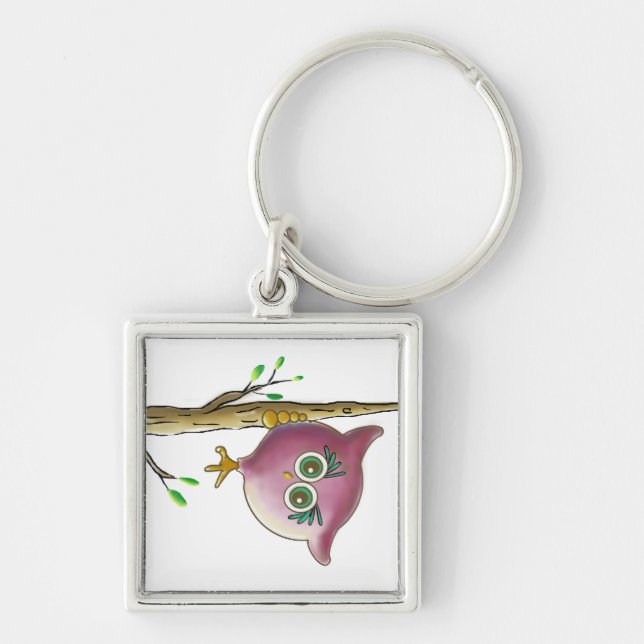 Funny Cute Owl Picture Keychain (Front)