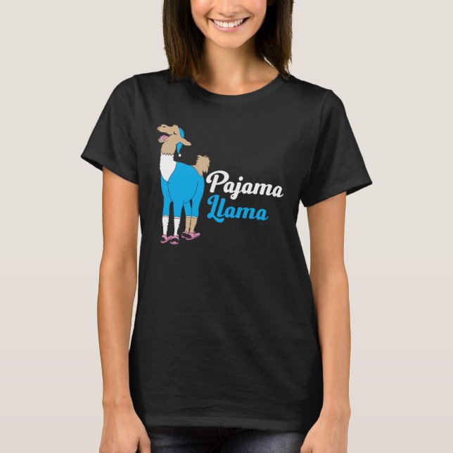 Funny Cute Pajama Llama Bed Time T-Shirt (Front)