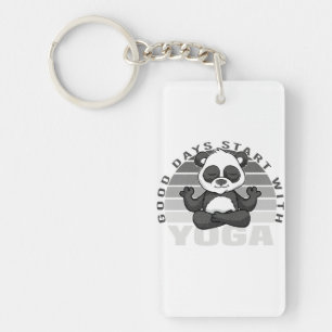 Funny cute panda doing yoga. funny yoga poses keychain