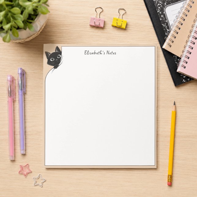 Funny Cute Peeking Black Cat Paws Teacher School Notepad (Creator Uploaded)