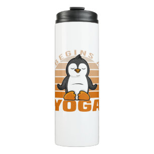 Funny cute penguin doing yoga. funny yoga poses thermal tumbler