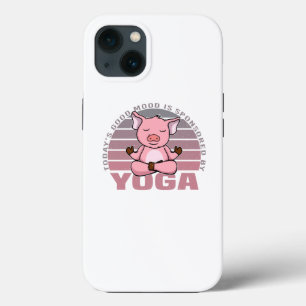 Funny cute pig doing yoga. funny yoga poses iPhone 13 case