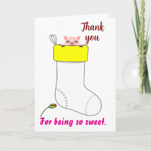 Funny Cute Pig Thank You Card