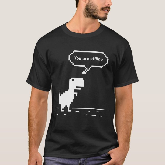 Funny Cute Pixel Offline Rex Game, Cool Dino Game, T-Shirt (Front)