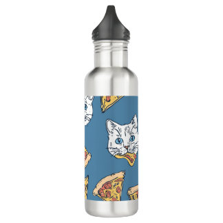 Funny Cute Pizza Cat Pattern Thermal Tumbler 710 Ml Water Bottle
