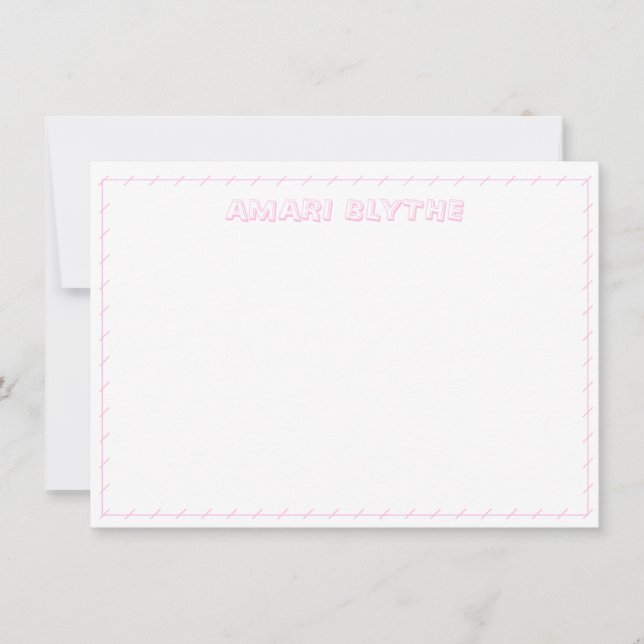 Funny Cute Playful Girly Blush Pink Border Card (Front)