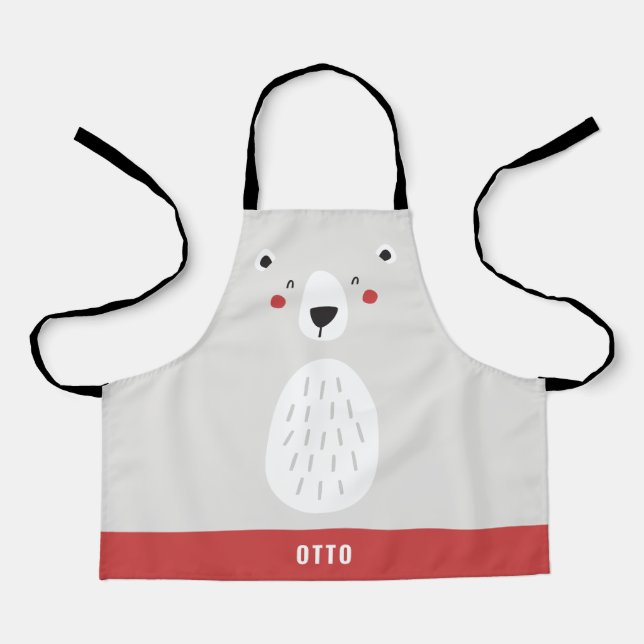 Funny cute polar bear personalized children's apron (Front)