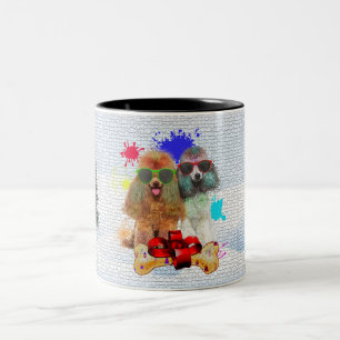 Funny Cute Poodle Dog Christmas Two-Tone Coffee Mug