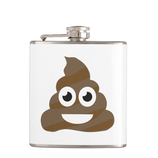 Funny Cute Poop Emoji Hip Flask (Front)