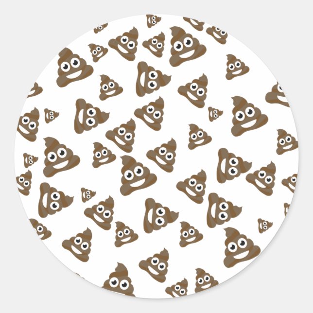 Funny Cute Poop Emoji Pattern Classic Round Sticker (Front)