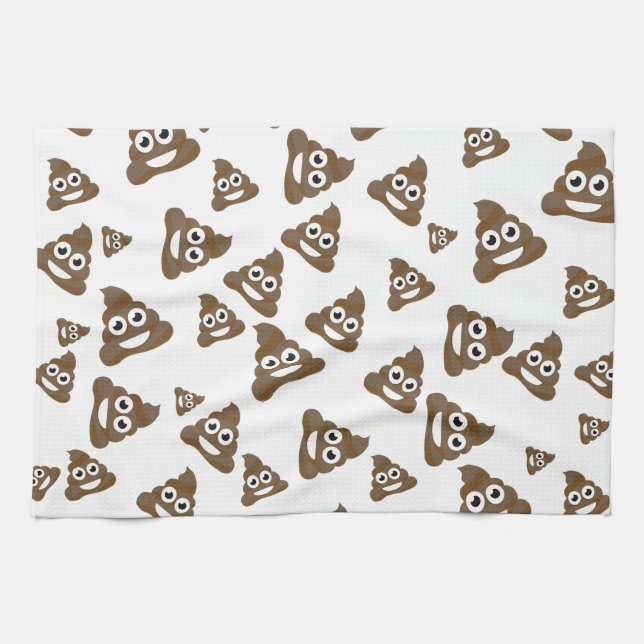 Funny Cute Poop Emoji Pattern Kitchen Towel (Horizontal)