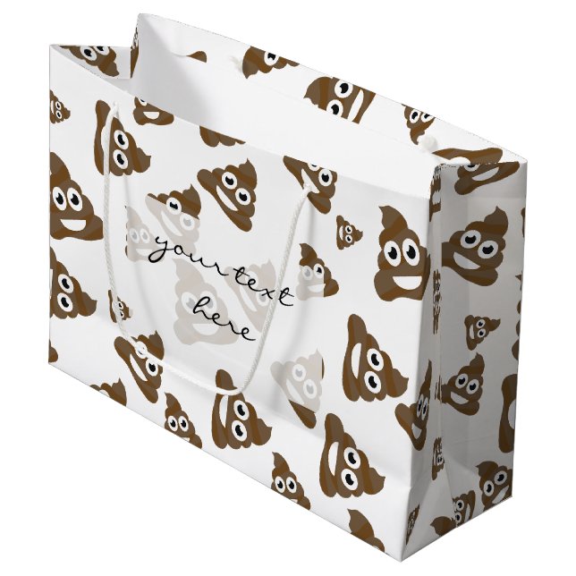 Funny Cute Poop Emoji Pattern Large Gift Bag (Front Angled)