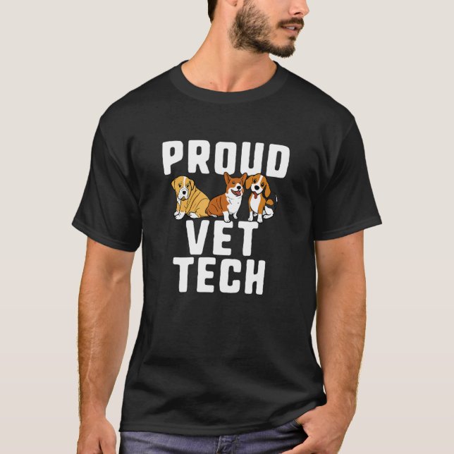 Funny Cute Proud Vet Tech  Animal Lover Tee (Front)