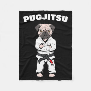 Funny Cute Pug Jiu Jitsu Black Belt Bjj Jiujitsu Fleece Blanket