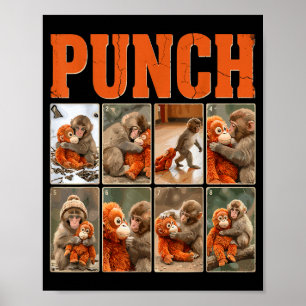 Funny cute punch monkey macaque meme japanese poster