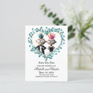 Funny Cute Punk Wedding Postcard