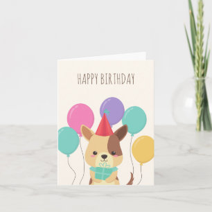 Funny cute puppy balloons birthday card