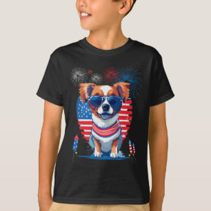 Funny Cute Puppy Dog Lover Celebrate 4th Of July D T-Shirt
