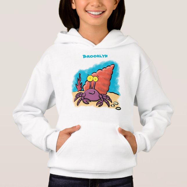 Funny cute purple cartoon hermit crab (Front)
