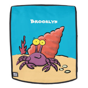 Funny cute purple cartoon hermit crab backpack