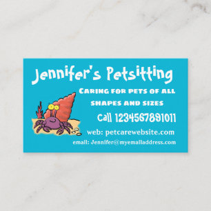 Funny cute purple cartoon hermit crab business card