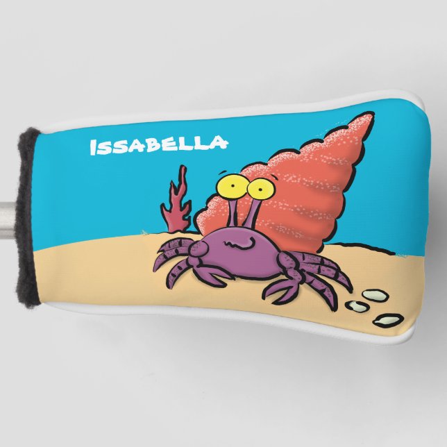 Funny cute purple cartoon hermit crab golf head cover (Front)