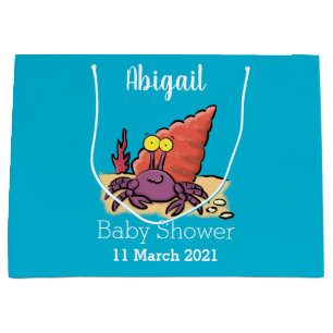 Funny cute purple cartoon hermit crab large gift bag