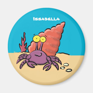 Funny cute purple cartoon hermit crab magnet