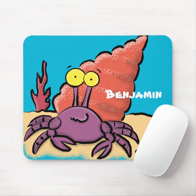 Funny cute purple cartoon hermit crab mouse pad (With Mouse)