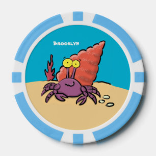 Funny cute purple cartoon hermit crab poker chips